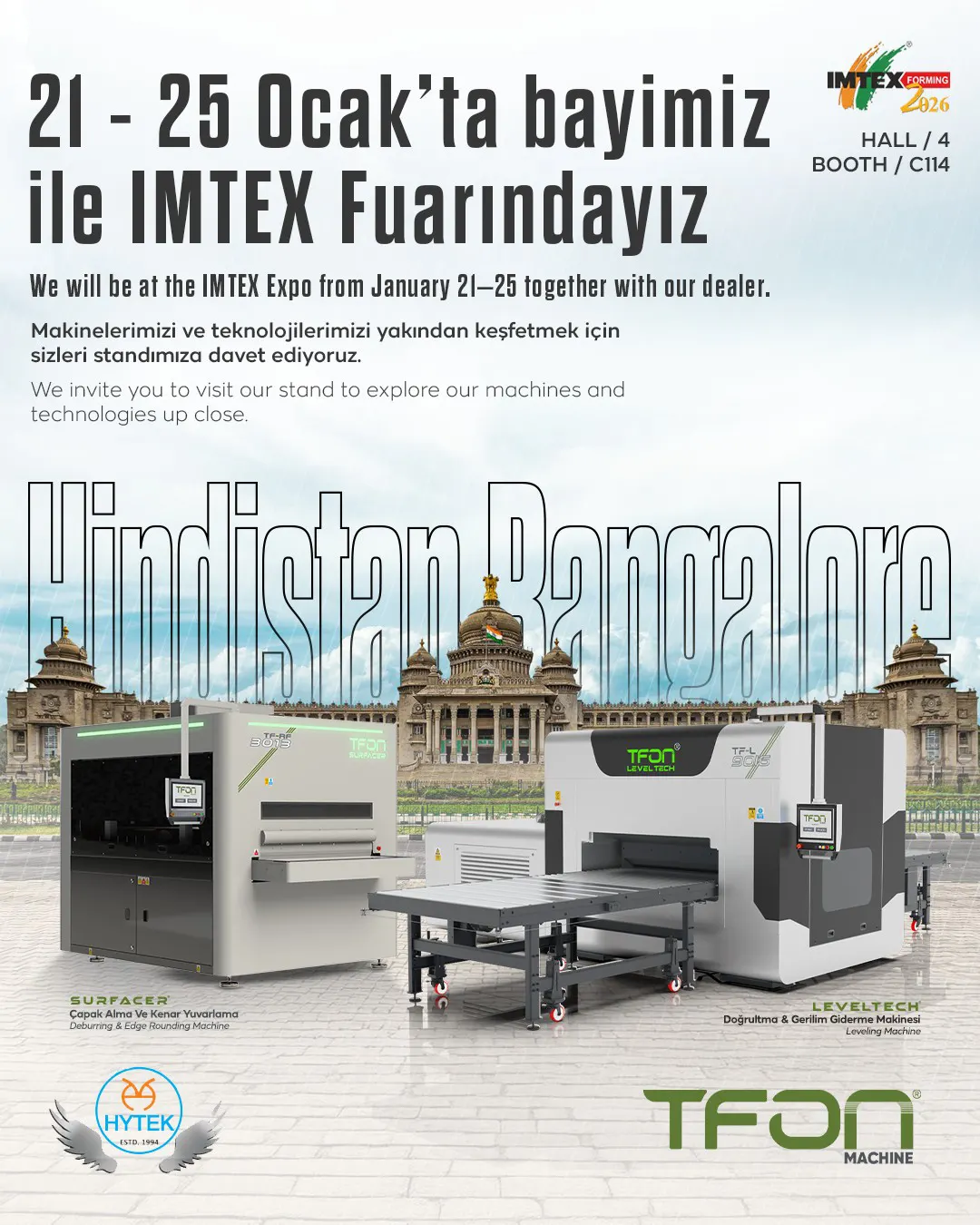 TFON IMTEX Forming 2026 Hindistan Fuarı’nda — 21–25 Jan, fuar duyurusu